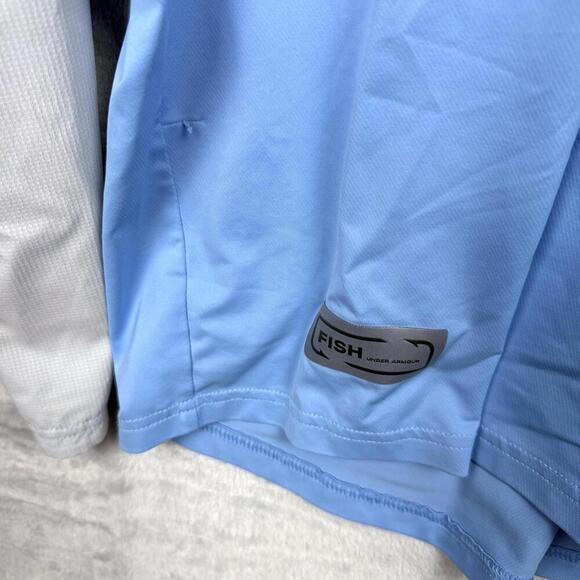 Under Armour Fish HeatGear Long Sleeve Shirt Blue White Men Size L Outdoor Sun - Picture 3 of 10